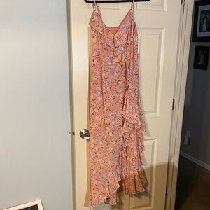 SHEIN Pink Floral Asymmetrical Dress